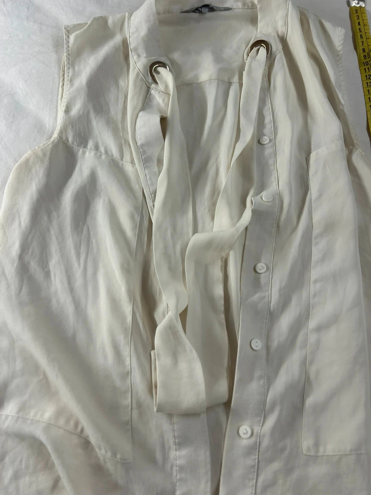 Cream beige short-sleeved blouse h&m – photo 4